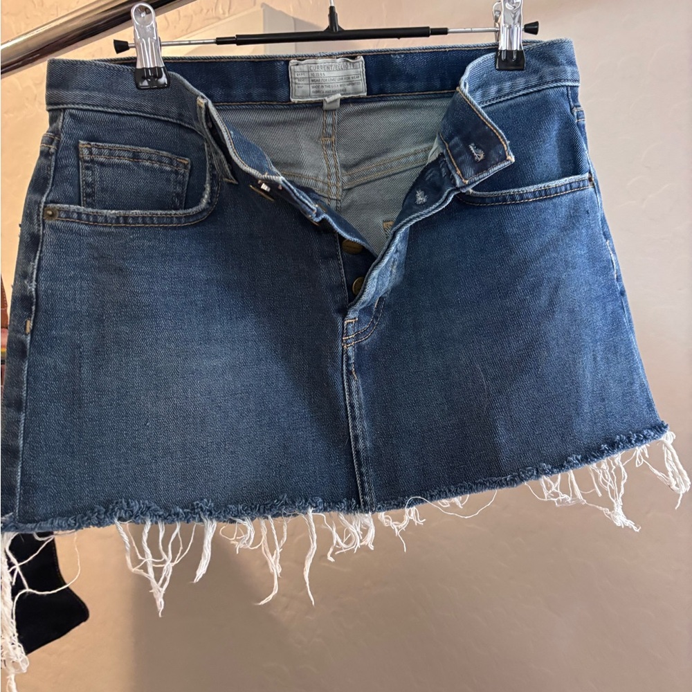 Current/Elliott Blue Frayed Mini Skirt